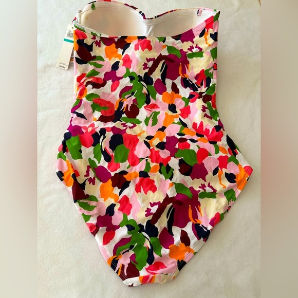 New Anne Cole Strapless/Halter One Piece Floral Bathing Suit. Size 16. - Picture 2 of 6